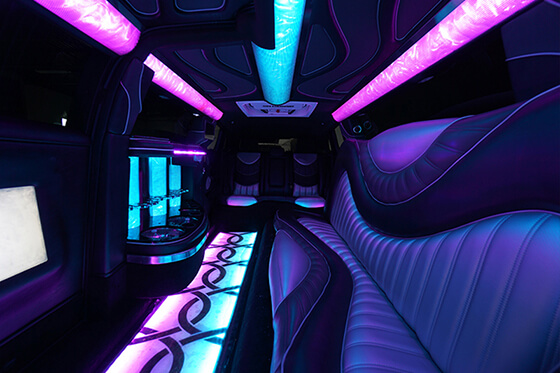 lights inside the best limo service  